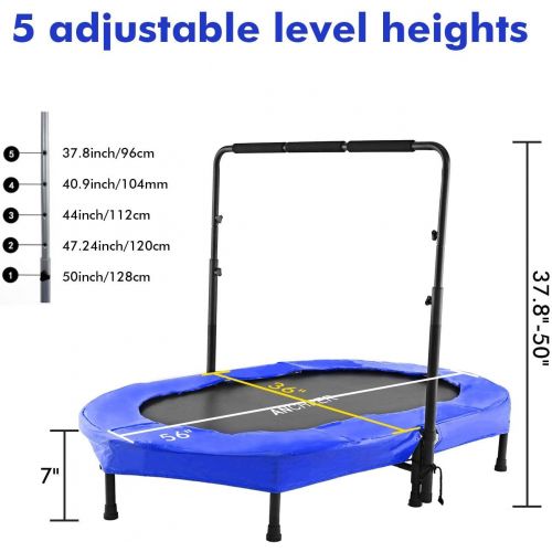  [아마존베스트]Laiozyen Fitness Trampoline Mini Foldable Trampoline, Height Adjustable Handle, Childrens Trampoline Garden Trampoline for Children Adults, Max up to 100 kg