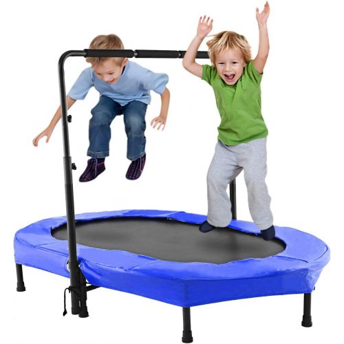  [아마존베스트]Laiozyen Fitness Trampoline Mini Foldable Trampoline, Height Adjustable Handle, Childrens Trampoline Garden Trampoline for Children Adults, Max up to 100 kg