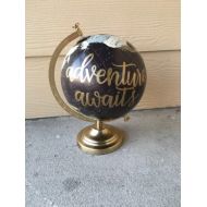 LairdandBrie Adventure Awaits Custom Globe | Wanderlust Globe | Home Decor Globe | Calligraphy Globe | Travel | Home Decor | Hand Painted Globe