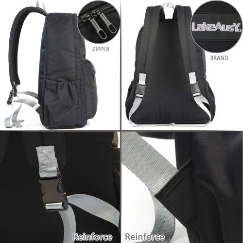  Lakeausy LakeAusY Trendy Diaper Bag Black Baby Nappy Backpack Laptop Ruchsack for Dad Boy Men...