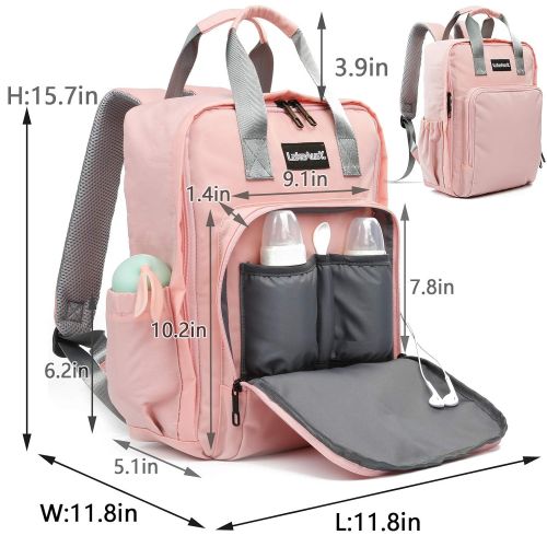  Lakeausy LakeAusY Stylish Baby Diaper Bag Backpack Nappy Travel Laptop Bag Purse with Stroller Strap for Mom...