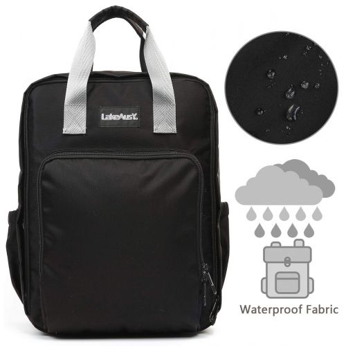  Lakeausy LakeAusY Fashion Black Diaper Bag Backpack Nappy Waterproof Maternity Rucksack for Boy Dad...