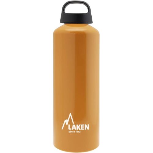  Laken Classic Aluminum Water Bottle, Wide Mouth with Screw Cap and Loop, BPA Free, Made in Spain, 34 Ounce