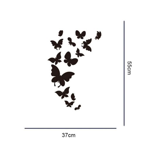  Lakesidehome 14 Butterflies 5537cm, Silver Creative Cartoon Nordic Style Acrylic Mirror Stickers Decorative Wall Stickers Mirror Makeup Mirror Removable Waterproof