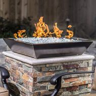 Lakeview Outdoor Designs Westfalen 24-inch Square Low-Rise Natural Gas Column Fire Bowl - Oil Rubbed Bronze