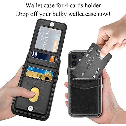  [아마존베스트]LakiBeibi Phone Case for iPhone 11 Dual Layer Lightweight Premium Leather iPhone 11 Wallet Case with Card Slots Magnetic Lock Folio Flip Protective Case for Apple iPhone 11 6.1 Inc