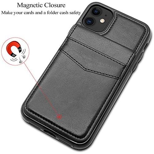  [아마존베스트]LakiBeibi Phone Case for iPhone 11 Dual Layer Lightweight Premium Leather iPhone 11 Wallet Case with Card Slots Magnetic Lock Folio Flip Protective Case for Apple iPhone 11 6.1 Inc