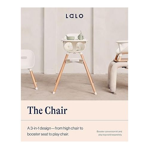  Lalo The Chair Convertible 3-in-1 High Chair - Wooden High Chair for Babies & Toddlers, Baby High Chair with Dishwasher Safe Tray, Adjustable Footrest & Machine Washable High Chair Cushion, Coconut