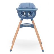 Lalo The Chair Convertible 3-in-1 High Chair - Wooden High Chair for Babies & Toddlers, Baby High Chair with Dishwasher Safe Tray, Adjustable Footrest & Machine Washable High Chair Cushion, Blueberry