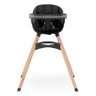 Lalo The Chair Convertible 3-in-1 High Chair - Wooden High Chair for Babies & Toddlers, Baby High Chair with Dishwasher Safe Tray, Adjustable Footrest & Machine Washable High Chair Cushion, Licorice