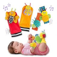 Lamaze Gardenbug - Baby Foot Finder Socks & Wrist Rattle Set - Sensory Development Toys - Newborn Baby Essentials