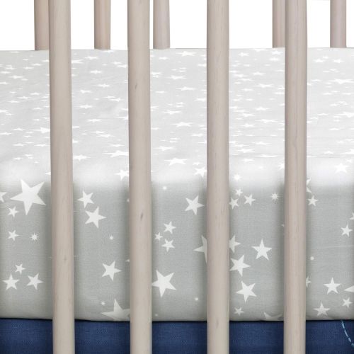  Lambs & Ivy Milky Way Space Galaxy 4-Piece Baby Nursery Crib Bedding Set - Blue/Gray