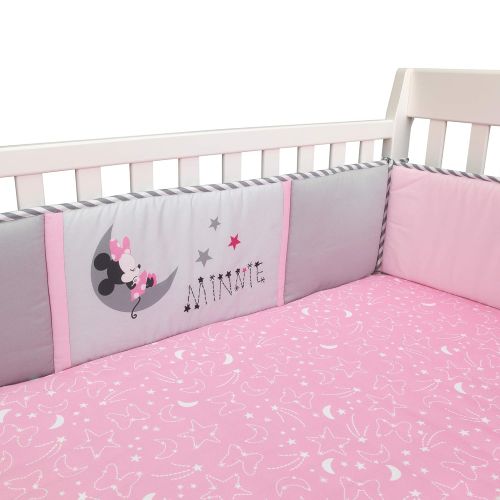  Lambs & Ivy Disney Baby Minnie Mouse 4 Piece Crib Bumper, Pink/Gray