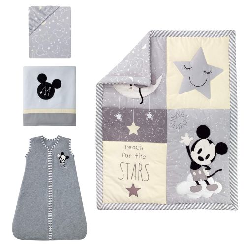  Lambs & Ivy Mickey Mouse 4Piece Crib Bedding Set, Gray