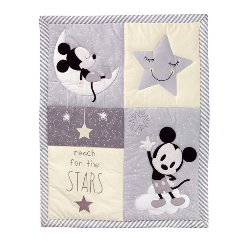  Lambs & Ivy Mickey Mouse 4Piece Crib Bedding Set, Gray