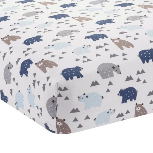  Lambs & Ivy Signature Montana 4-Piece Crib Bedding Set - Mountain/Bear Blue/Gray