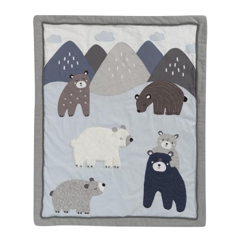  Lambs & Ivy Signature Montana 4-Piece Crib Bedding Set - Mountain/Bear Blue/Gray