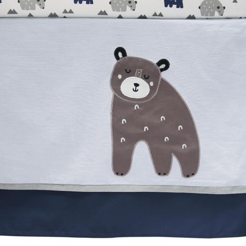  Lambs & Ivy Signature Montana 4-Piece Crib Bedding Set - Mountain/Bear Blue/Gray