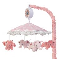 Lambs & Ivy Boho Elephant Pink/White/Mint Musical Baby Crib Mobile Toy/Soother