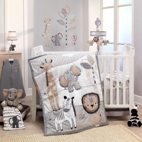  Lambs & Ivy Jungle Safari Musical Baby Crib Mobile - Gray, Beige, White, Animals