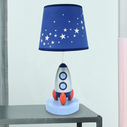  Lambs & Ivy Milky Way Blue/Silver Rocket Ship Nursery Lamp with Shade & Bulb