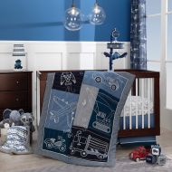 Lambs & Ivy Metropolis 4-Piece Crib Bedding Set - Blue, Gray, White