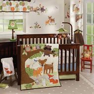 Lambs & Ivy Woodland Tales 4-Piece Crib Bedding Set - Brown, White, Green