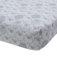 Lambs & Ivy Goodnight Sheep Cotton Fitted Crib Sheet - White/Gray/Beige