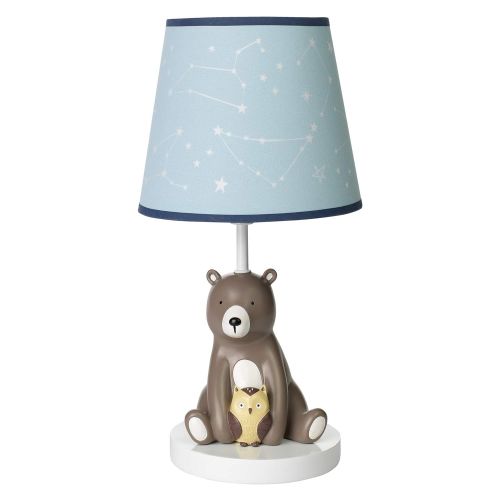  Lambs & Ivy Sierra Sky Blue/Brown Bear Nursery Lamp with Shade & Bulb