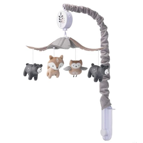  Lambs & Ivy Woodland Forest Gray/Tan Musical Baby Crib Mobile Soother Toy