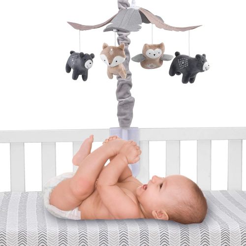  Lambs & Ivy Woodland Forest Gray/Tan Musical Baby Crib Mobile Soother Toy