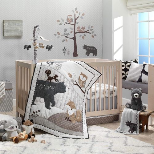  Lambs & Ivy Woodland Forest Gray/Tan Musical Baby Crib Mobile Soother Toy