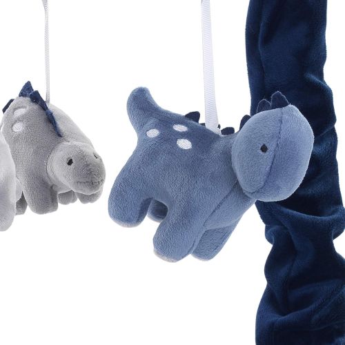  Lambs & Ivy Baby Dino Blue/Gray Dinosaur Musical Baby Crib Mobile Soother Toy