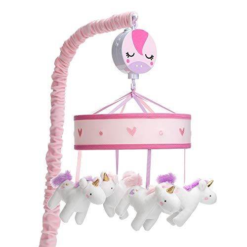  Lambs & Ivy Magic Unicorn White/Pink Musical Baby Crib Mobile Soother Toy