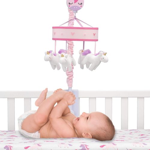  Lambs & Ivy Magic Unicorn White/Pink Musical Baby Crib Mobile Soother Toy