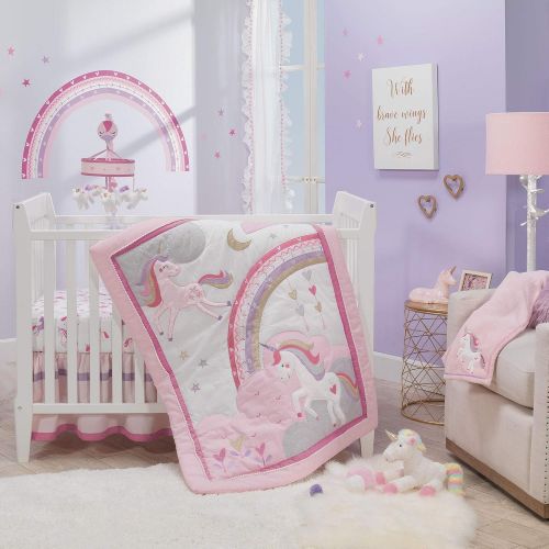  Lambs & Ivy Magic Unicorn White/Pink Musical Baby Crib Mobile Soother Toy