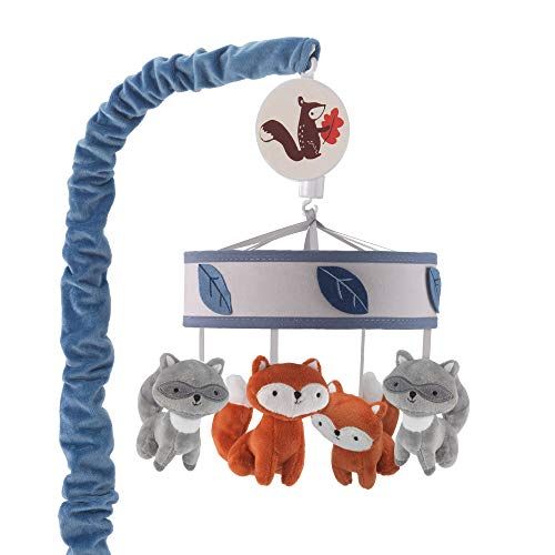  Lambs & Ivy Little Campers Musical Baby Crib Mobile - Blue, White, Animals