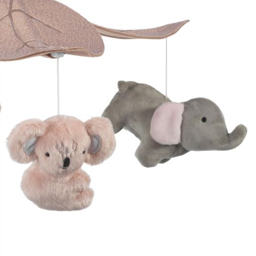  Lambs & Ivy Calypso Pink/Gray Koala & Elephant Musical Baby Crib Mobile