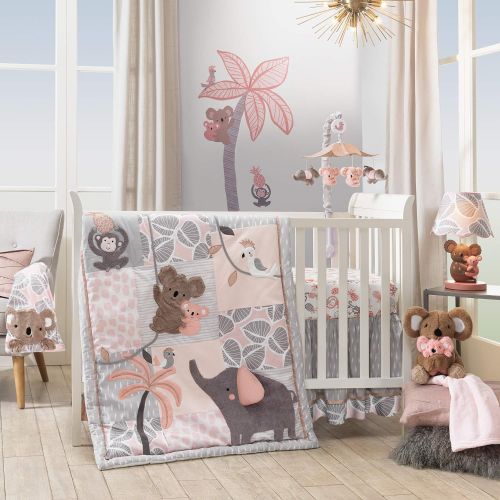  Lambs & Ivy Calypso Pink/Gray Koala & Elephant Musical Baby Crib Mobile