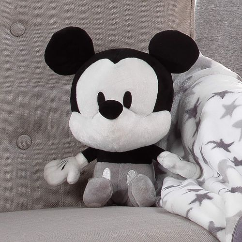  Lambs & Ivy Disney Baby Mickey Mouse Plush Stuffed Animal Toy, Black/White
