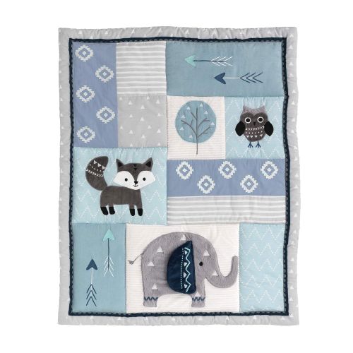  Lambs & Ivy Stay Wild Animal Arrow 4 Piece Crib Bedding Set, GrayBlue