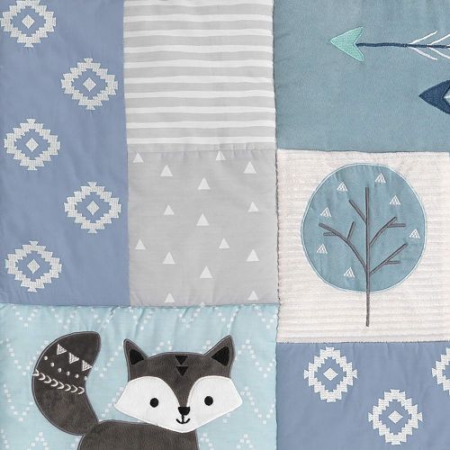  Lambs & Ivy Stay Wild Animal Arrow 4 Piece Crib Bedding Set, GrayBlue