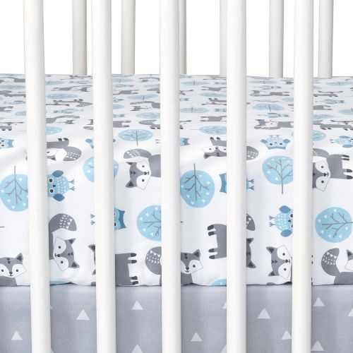  Lambs & Ivy Stay Wild Animal Arrow 4 Piece Crib Bedding Set, GrayBlue