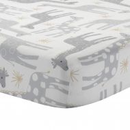 Lambs & Ivy Signature Moonbeams Cotton Fitted Crib Sheet - Gray, Gold, White