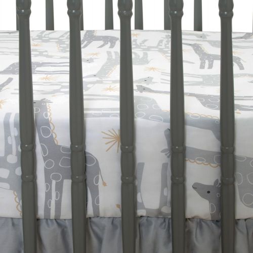  Lambs & Ivy Signature Moonbeams Cotton Fitted Crib Sheet - Gray, Gold, White
