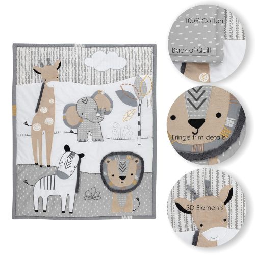  Lambs & Ivy Jungle Safari Gray/Tan/White Nursery 6-Piece Baby Crib Bedding Set