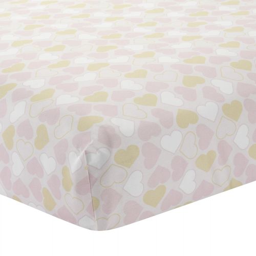  Lambs & Ivy Baby Love Pink/Gold Girl Heart 4 Piece Crib Bedding Set