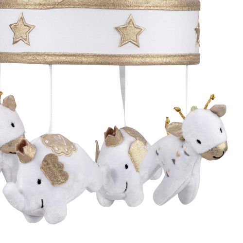  Lambs & Ivy Signature Jamboree Musical Baby Crib Mobile - Gold, White, Animals