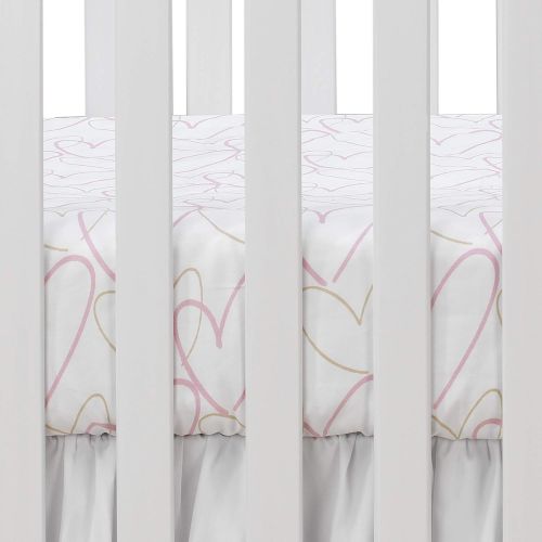  Lambs & Ivy Layla Pink/Gold Hearts & Love 4-Piece Nursery Baby Crib Bedding Set