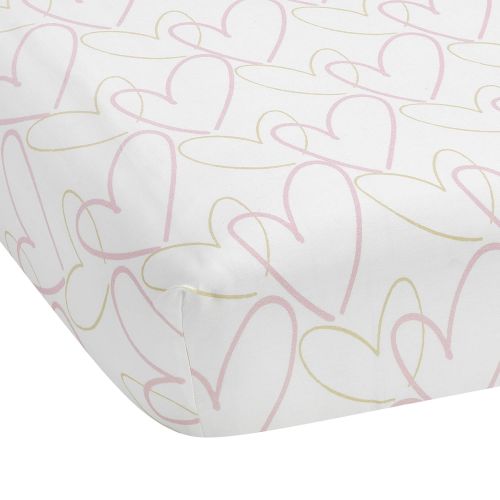  Lambs & Ivy Layla Pink/Gold Hearts & Love 4-Piece Nursery Baby Crib Bedding Set